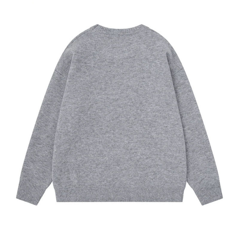 Women's Cozy Knit Sweater with Polar Bear Applique and Integrated Striped Scarf Amarae