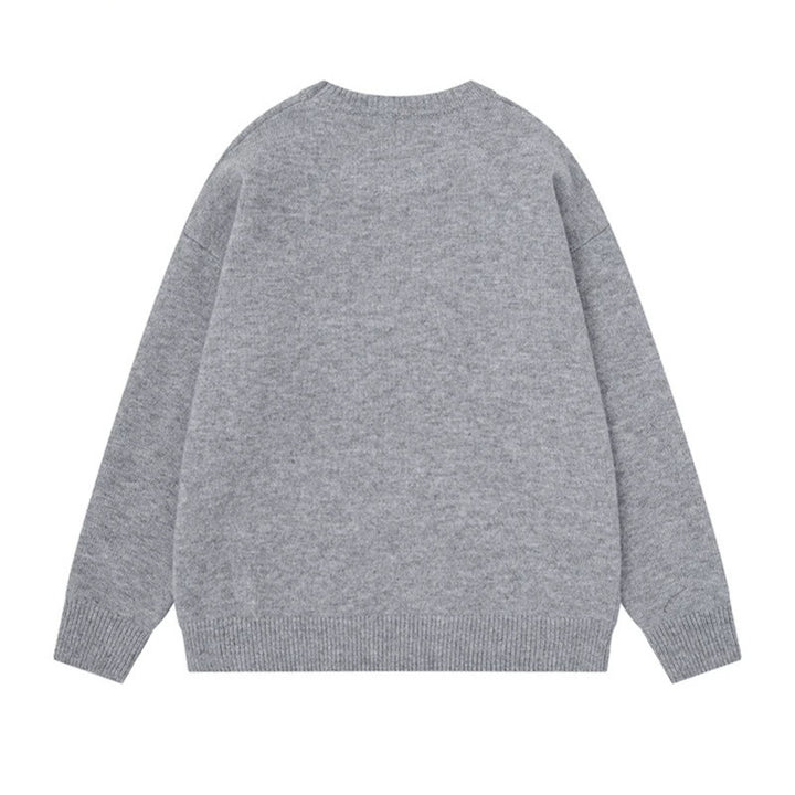 Women's Cozy Knit Sweater with Polar Bear Applique and Integrated Striped Scarf Amarae
