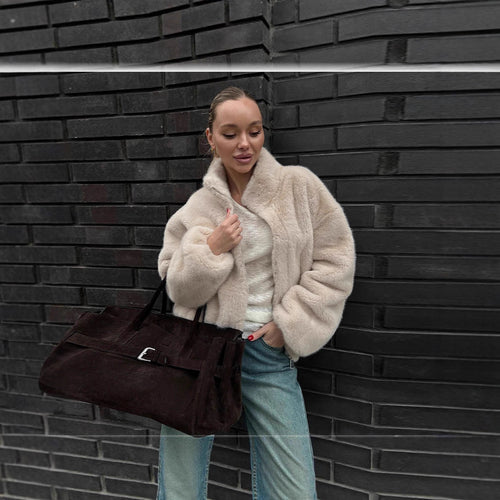 Woman Short Shocking Jacket in Luxury Faux Fur Amarae