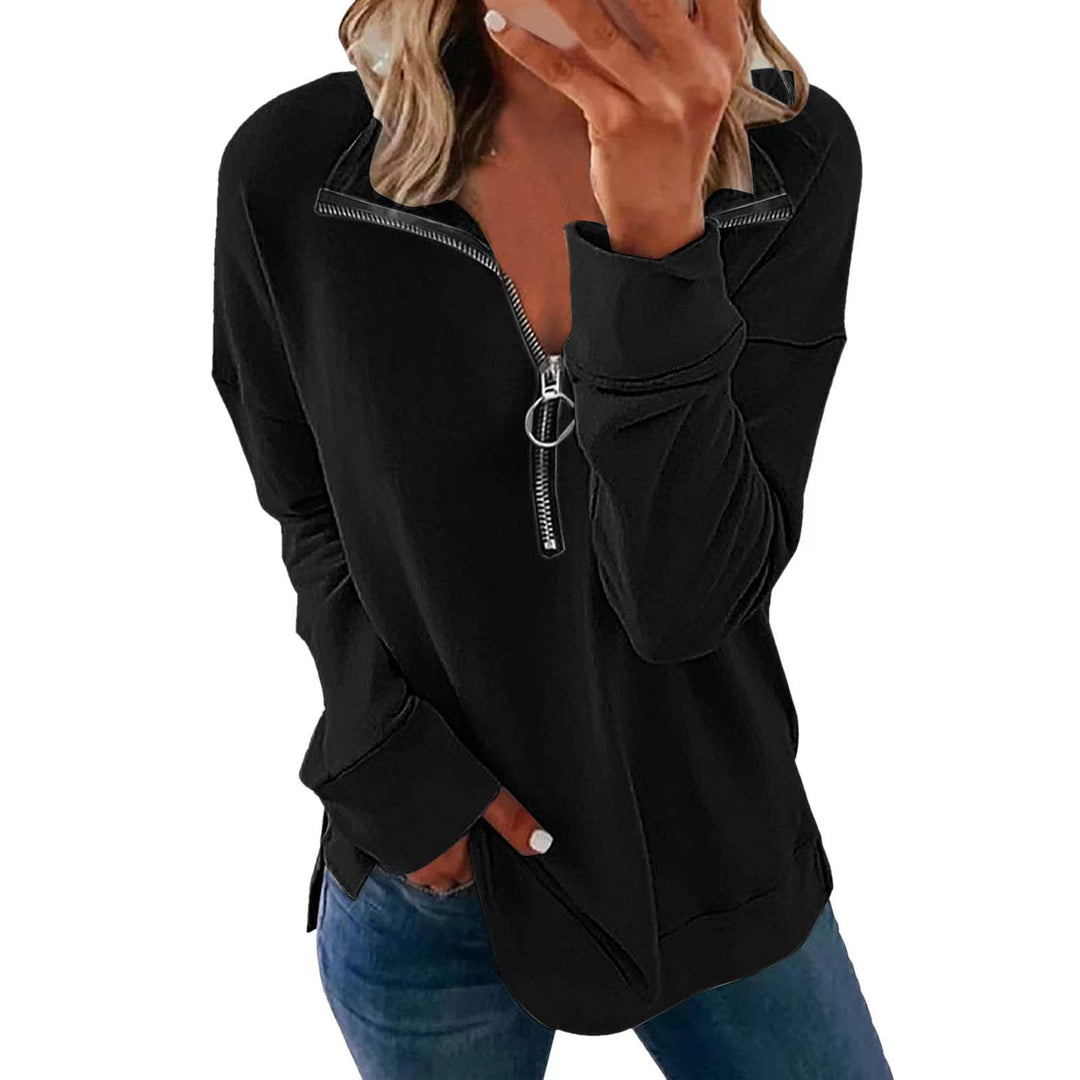 Casual women's sweatshirt with half-zip Lune London