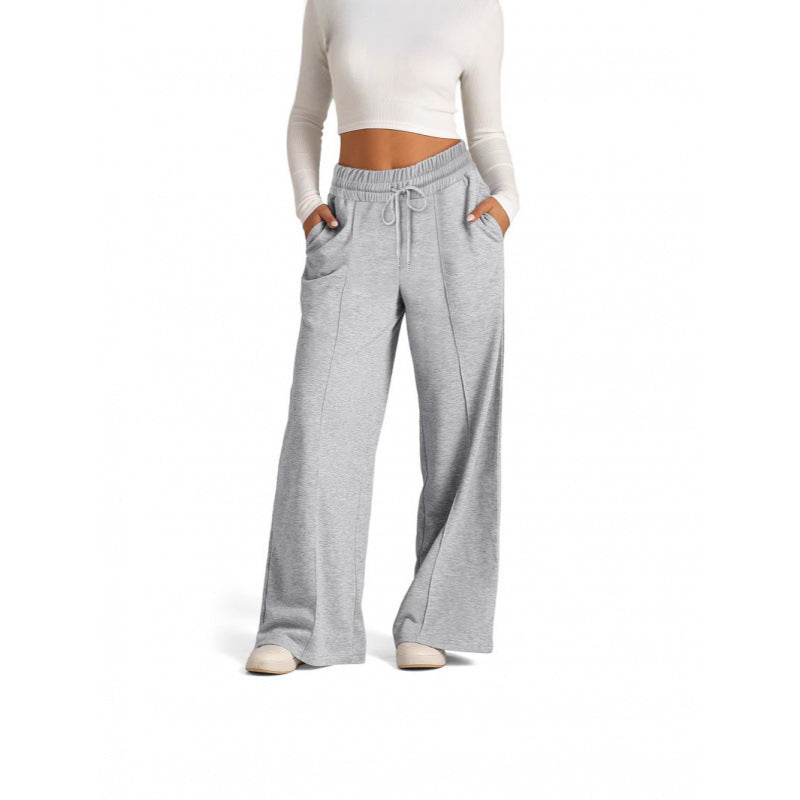 Women’s wide jogging pants with elastic waistband and side pockets Lune London