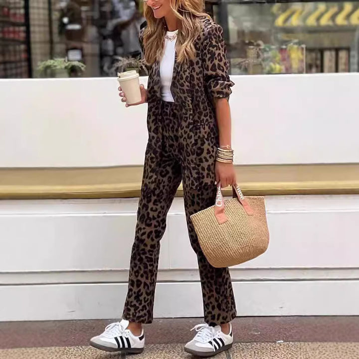 Chic animal print blazer and pant set for women Lune London