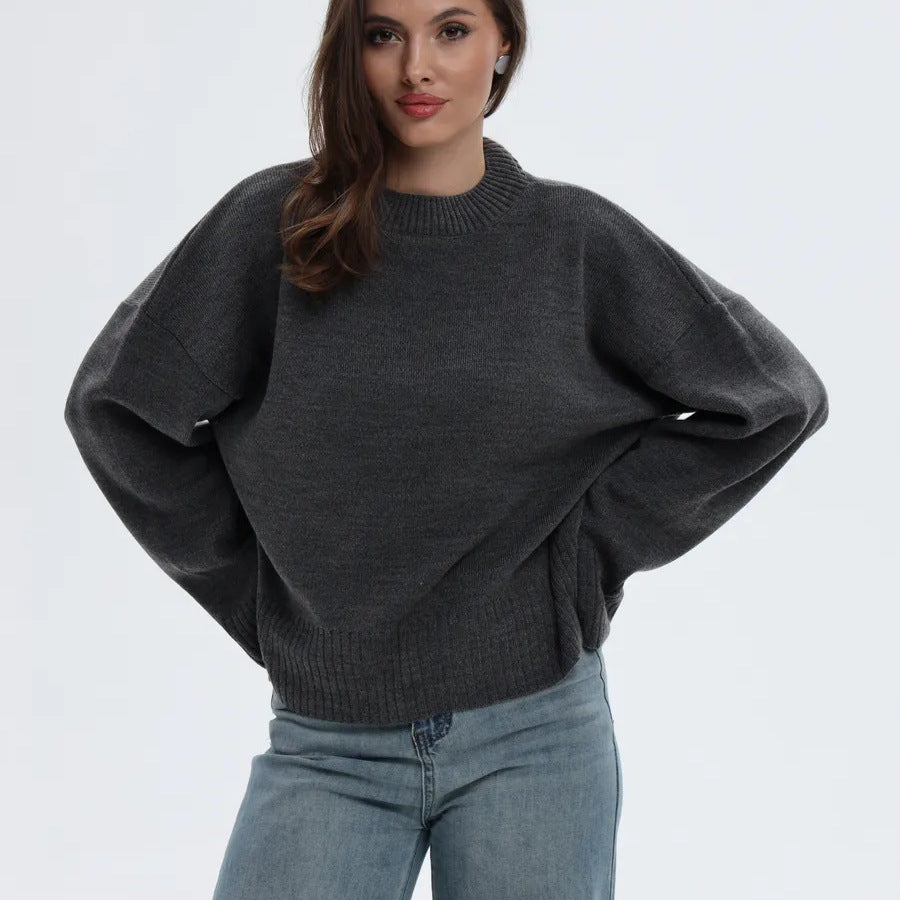 Ladies Comfortable Sweater with Oversized Cut and Ribbed Details Lune London