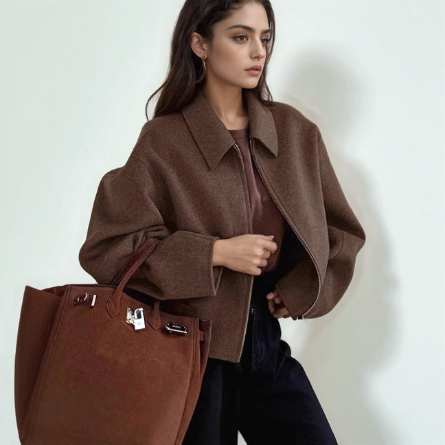 Women Cropped Jacket Trendy in Wool Blend Amarae