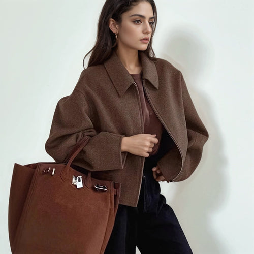 Women Cropped Jacket Trendy in Wool Blend Amarae