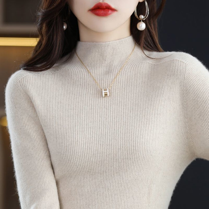 Pull à col roulé élégant pour dames en tricot fin Chic & Stil