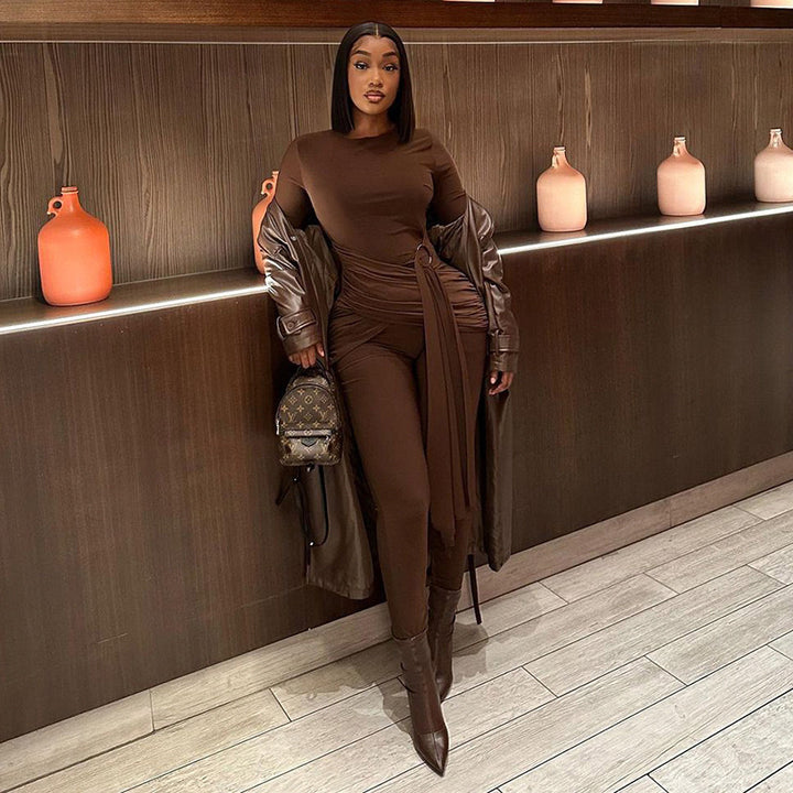 Women complete outfit elegant with refined draping Amarae