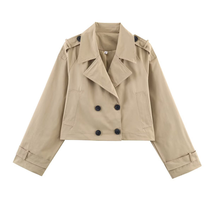Cropped trench coat for women with double-breasted buttons and practical pockets Lune London
