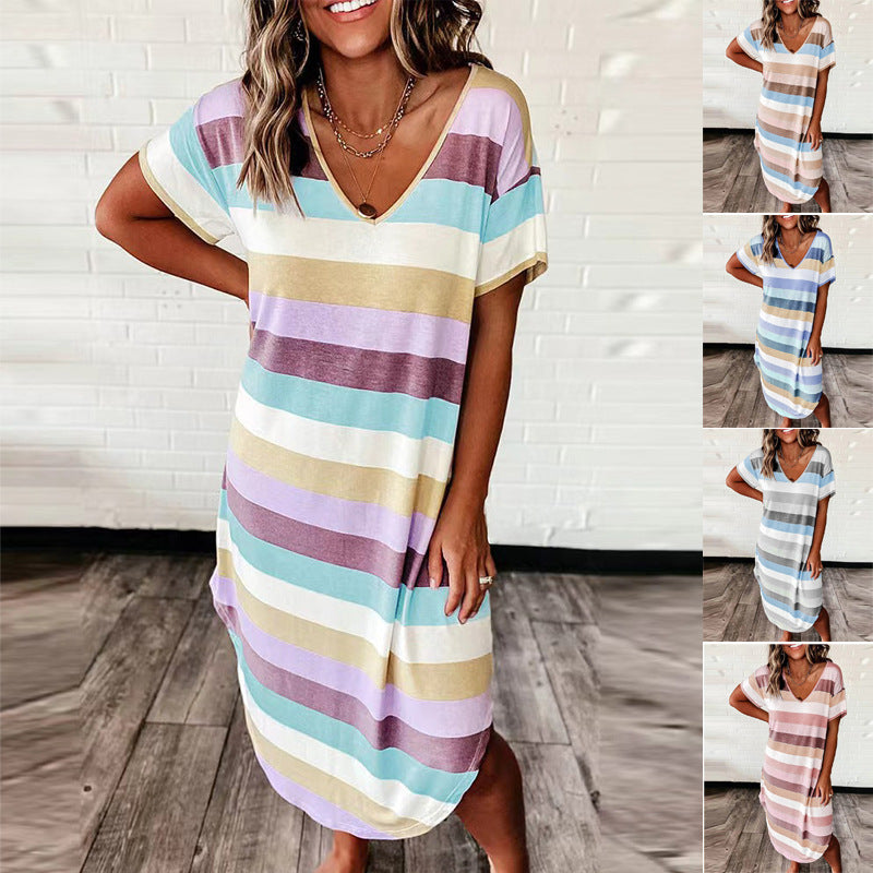 Ladies Leisure Maxi Striped Dress Lune London