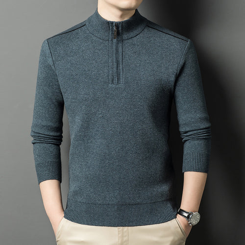 Elegant high collar sweater for men with half-zip closure Amarae