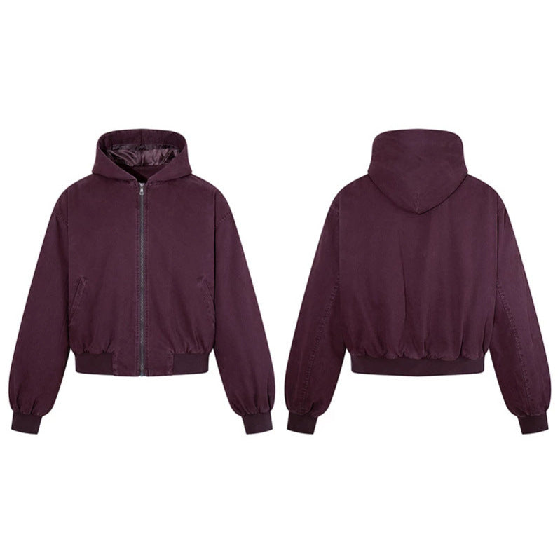 Women's Short-Cut Hooded Bomber Jacket with Padded Lining and Elastic Hem Amarae
