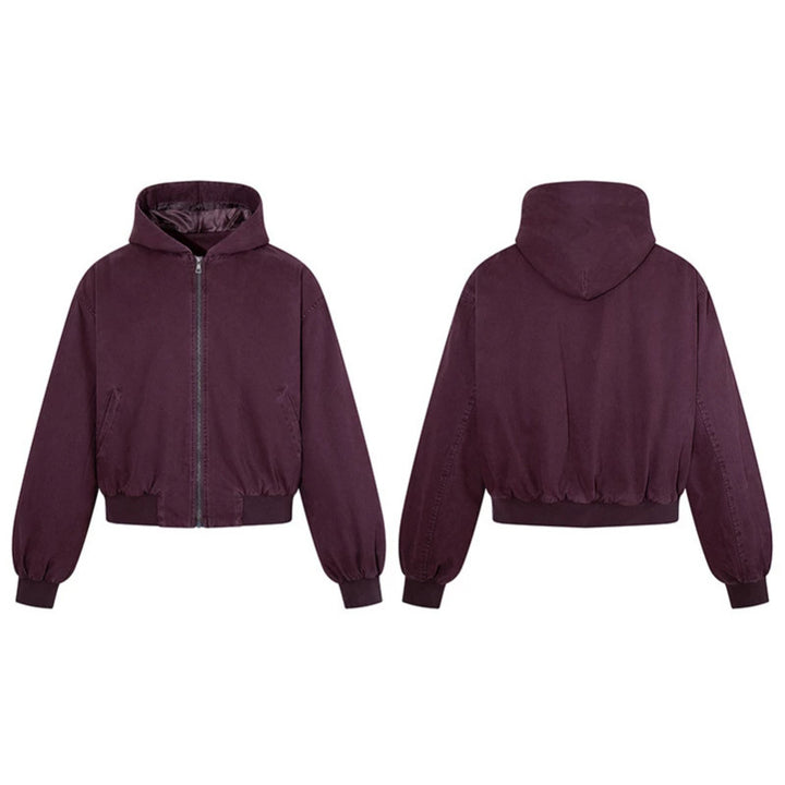 Women's Short-Cut Hooded Bomber Jacket with Padded Lining and Elastic Hem Amarae