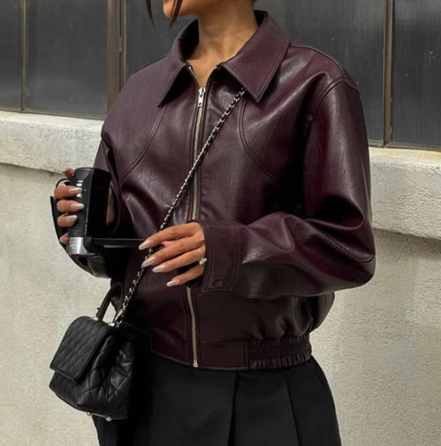 Faux leather jacket for women with a distinctive cut Amarae