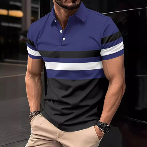 Men's Active Striped Polo Shirt Trendy Amarae