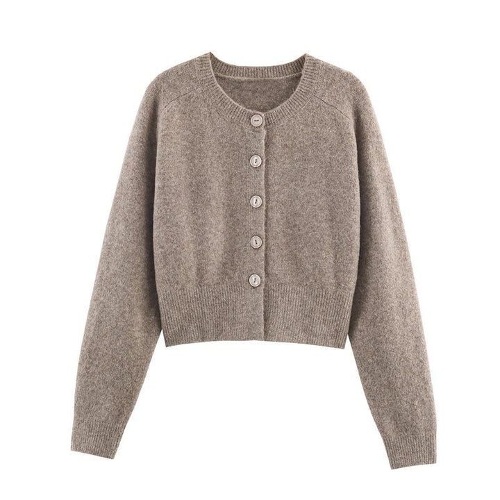 Ladies comfortable knit pullover with button closure and raglan sleeves Lune London