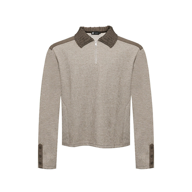 Women's Long Sleeve Polo Shirt with Half Zip, Contrast Shoulders and Button Cuffs Amarae