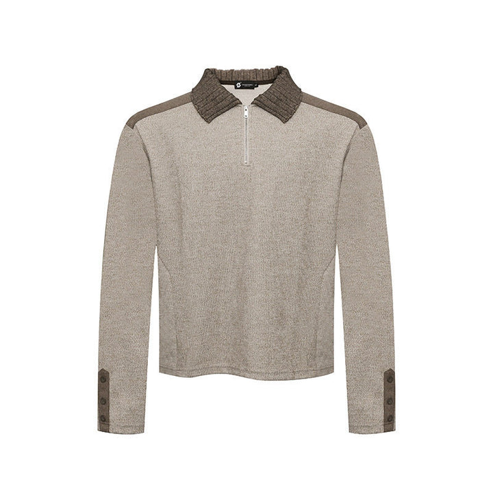 Women's Long Sleeve Polo Shirt with Half Zip, Contrast Shoulders and Button Cuffs Amarae