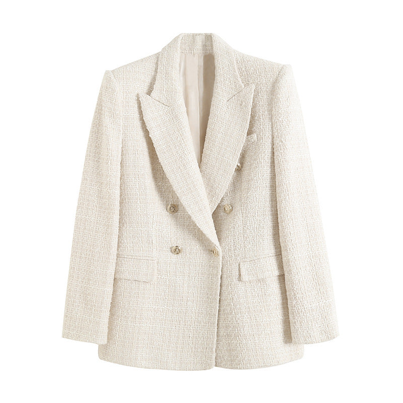 Women’s lined blazer jacket with plaid pattern and practical pockets Lune London