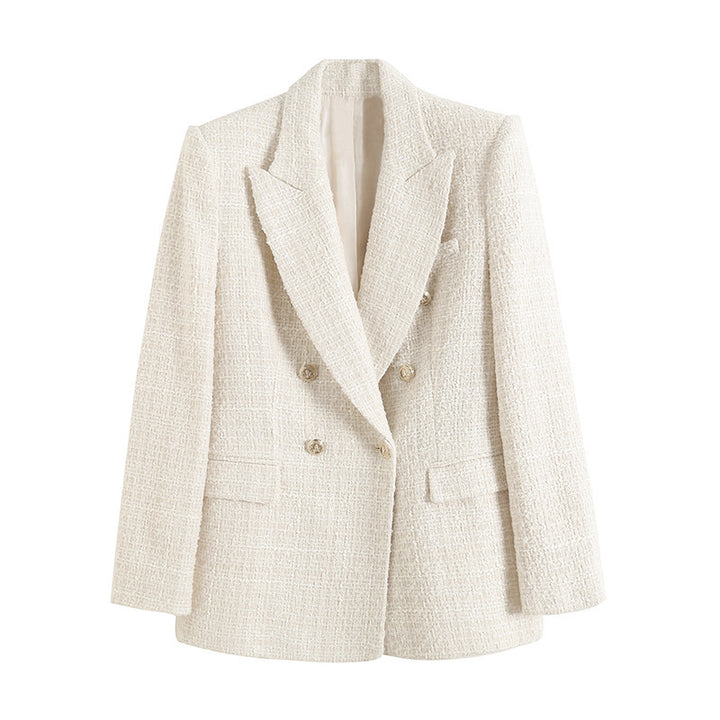 Women’s lined blazer jacket with plaid pattern and practical pockets Lune London