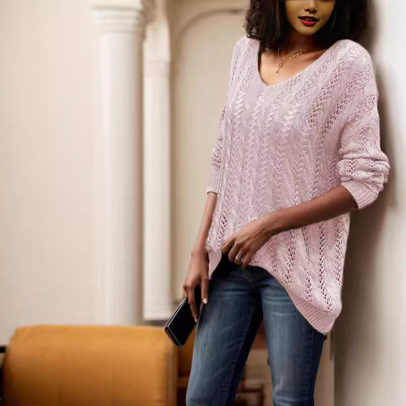 Airy knit sweater for women with ribbed texture and asymmetrical hem Lune London