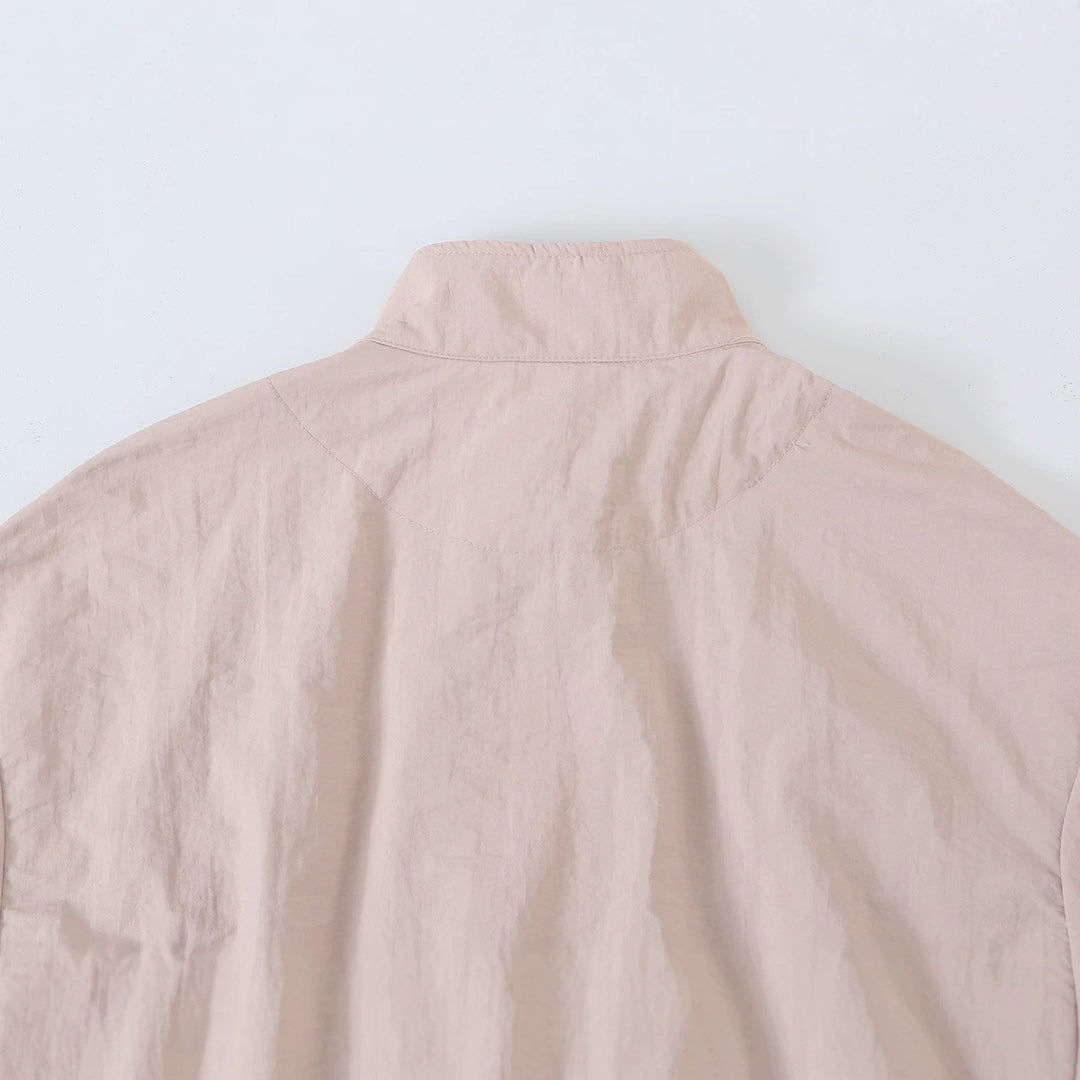 Women's Light Tailored Transitional Jacket with Drawstring, Stand Collar and Balloon Sleeves Amarae