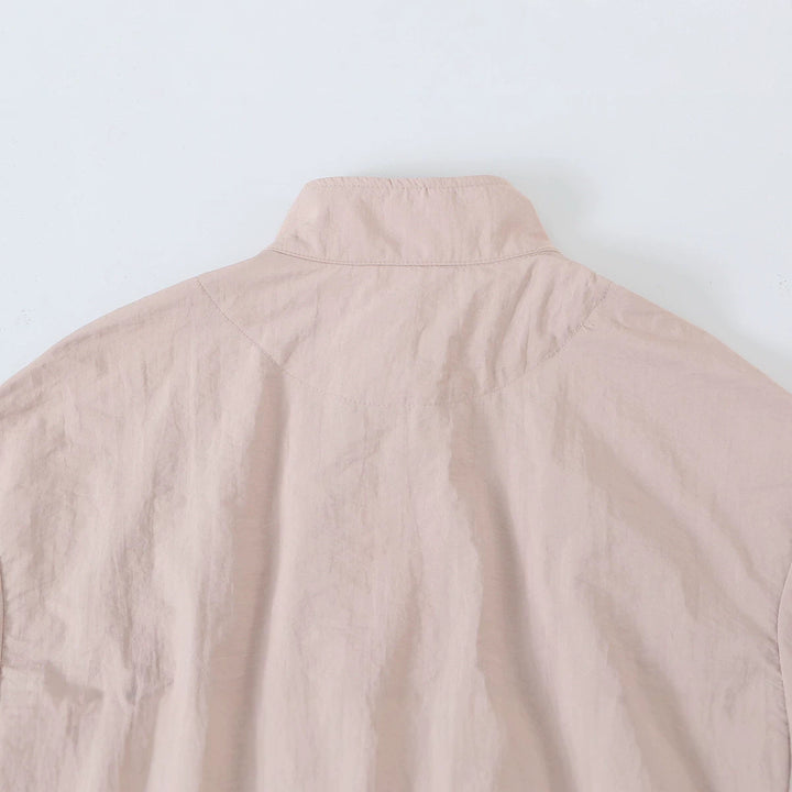 Women's Light Tailored Transitional Jacket with Drawstring, Stand Collar and Balloon Sleeves Amarae