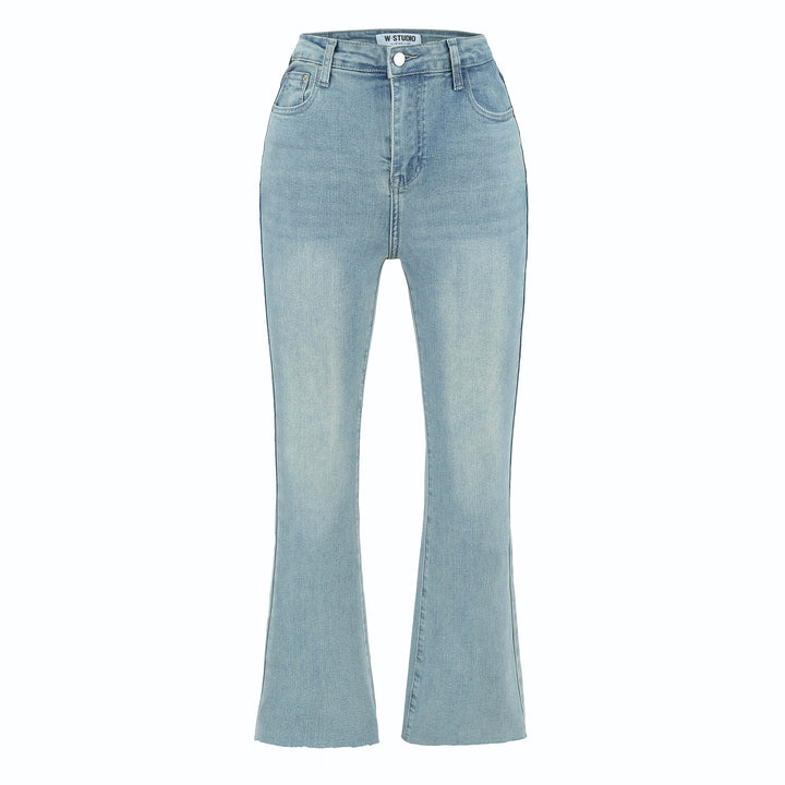 Women's Highwaist Flared Trousers made of Stretch Denim with five pockets and raw hem Amarae