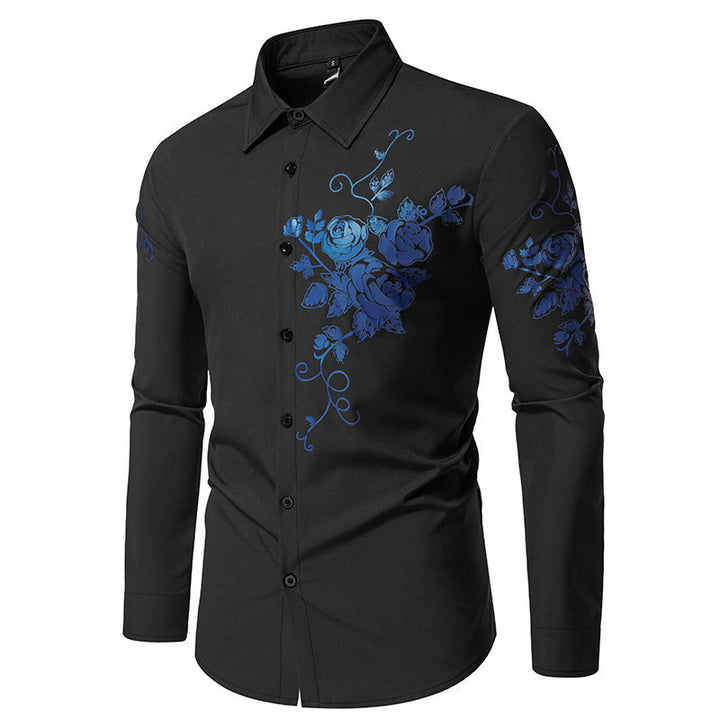 Men's long sleeve shirt with floral embroidery Lune London