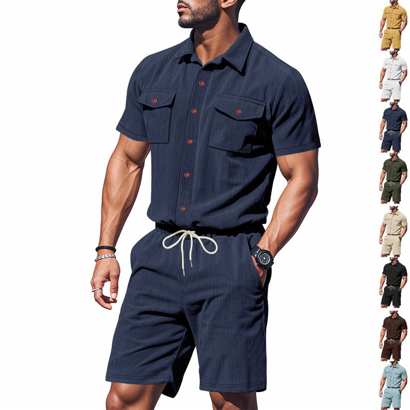 Elegant leisure suit for men with structured details and practical chest pockets Lune London