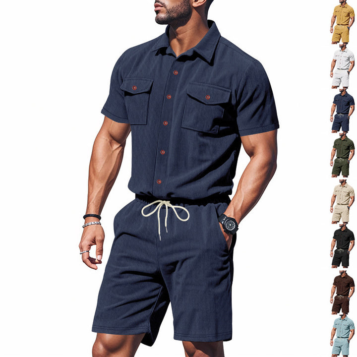 Elegant leisure suit for men with structured details and practical chest pockets Lune London