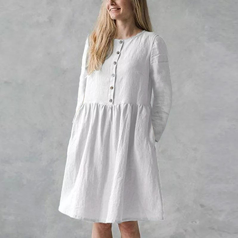 Casual dress for women with button closure and voluminous skirt Lune London