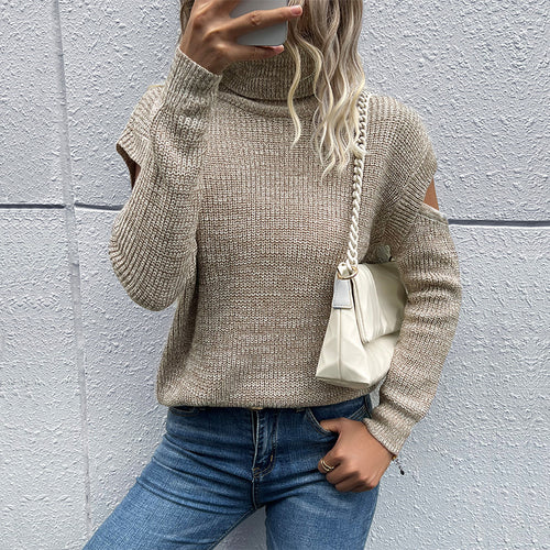 Top tricoté à la mode pour femmes avec des manches ouvertes et une texture grossière Chic & Stil