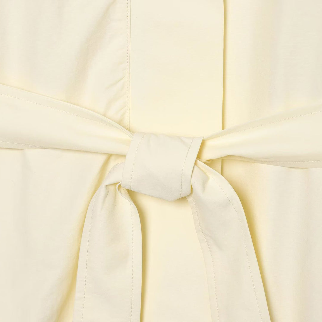 Women Lightweight Tailored Jacket with Stand Collar, Tied Belt and Cape Sleeve Detail Amarae