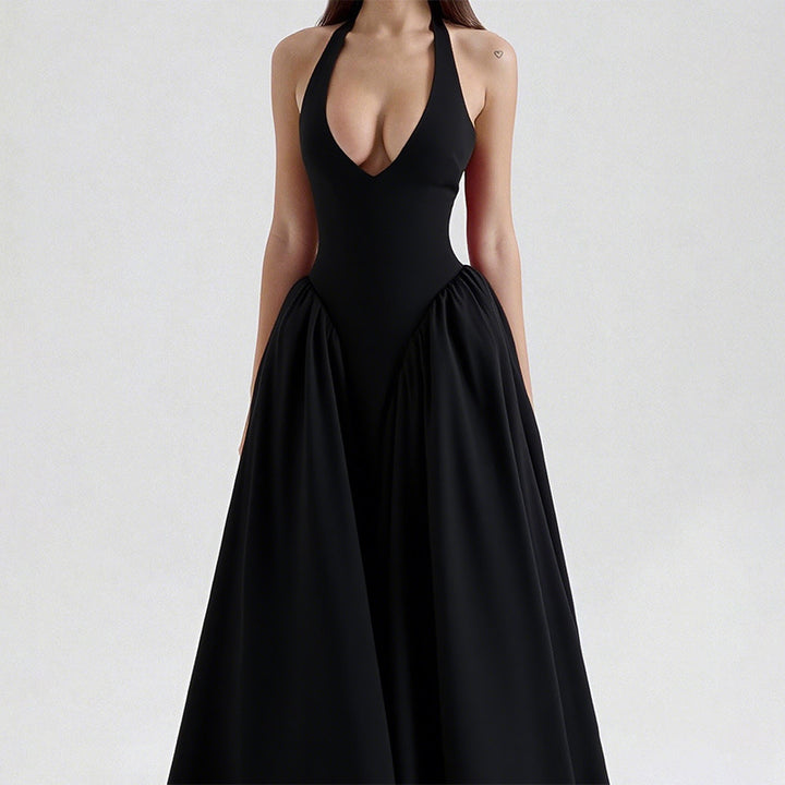 Robe Maxi Élégante pour Femmes avec Décolleté en V Profond et Jupe Flottante Chic & Stil