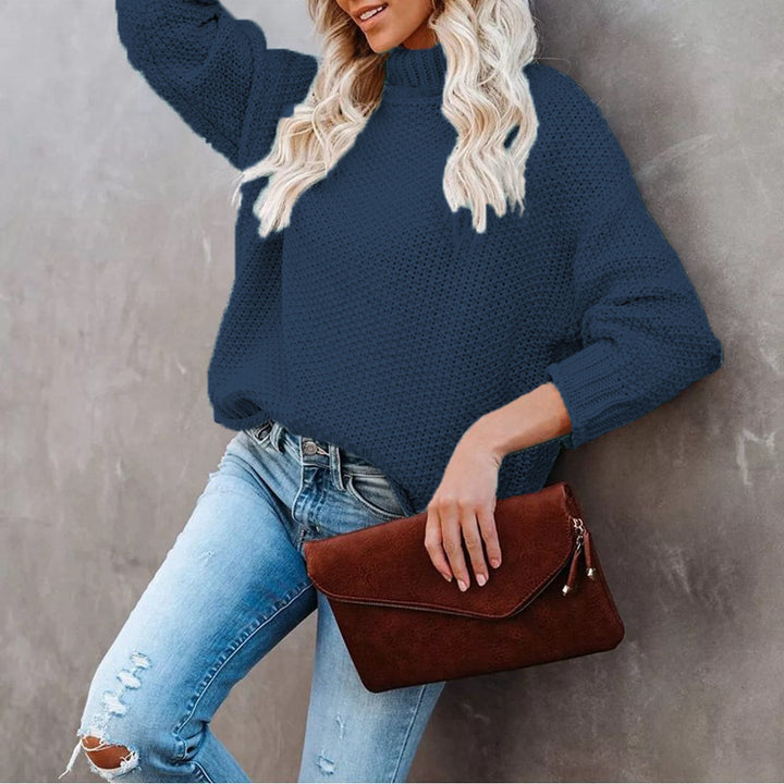 Pull en tricot épais pour femme avec col roulé et coupe décontractée Chic & Stil