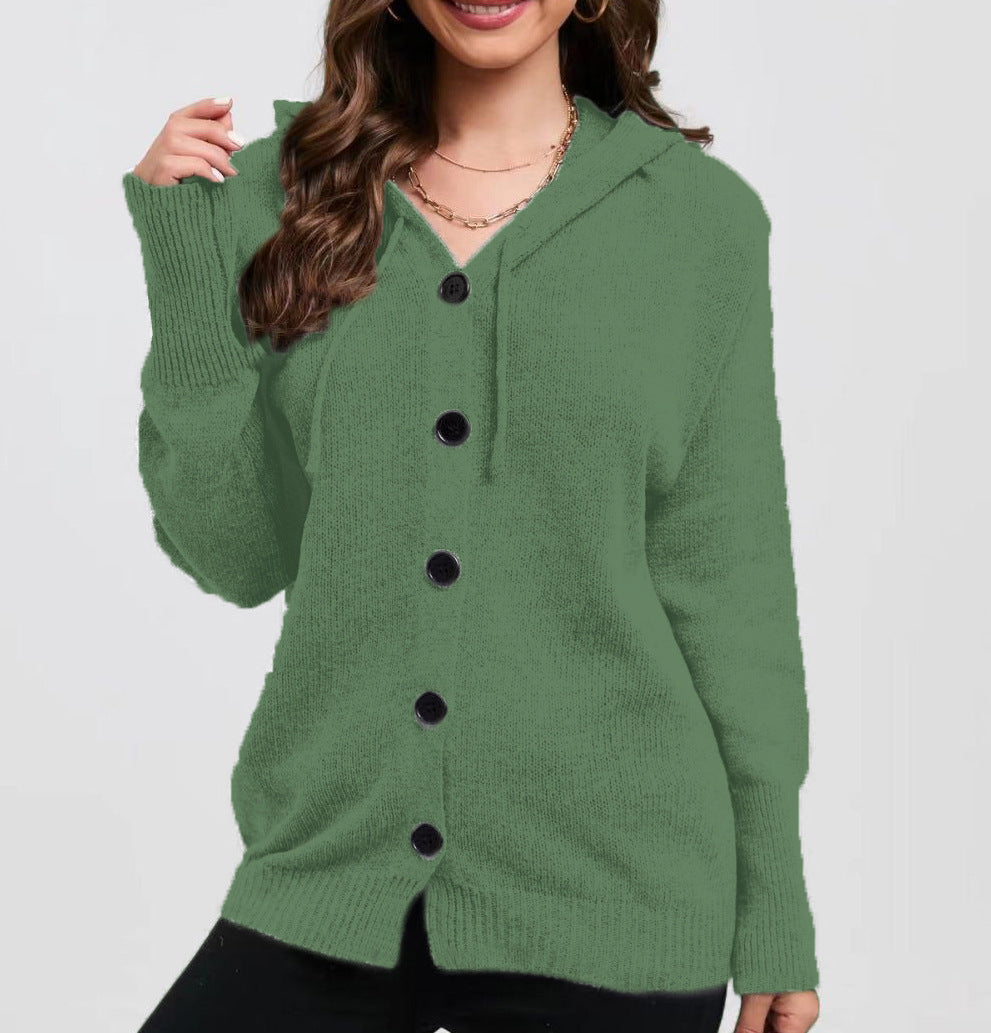 Ladies Cozy Hooded Jacket with Chic Buttons and Style