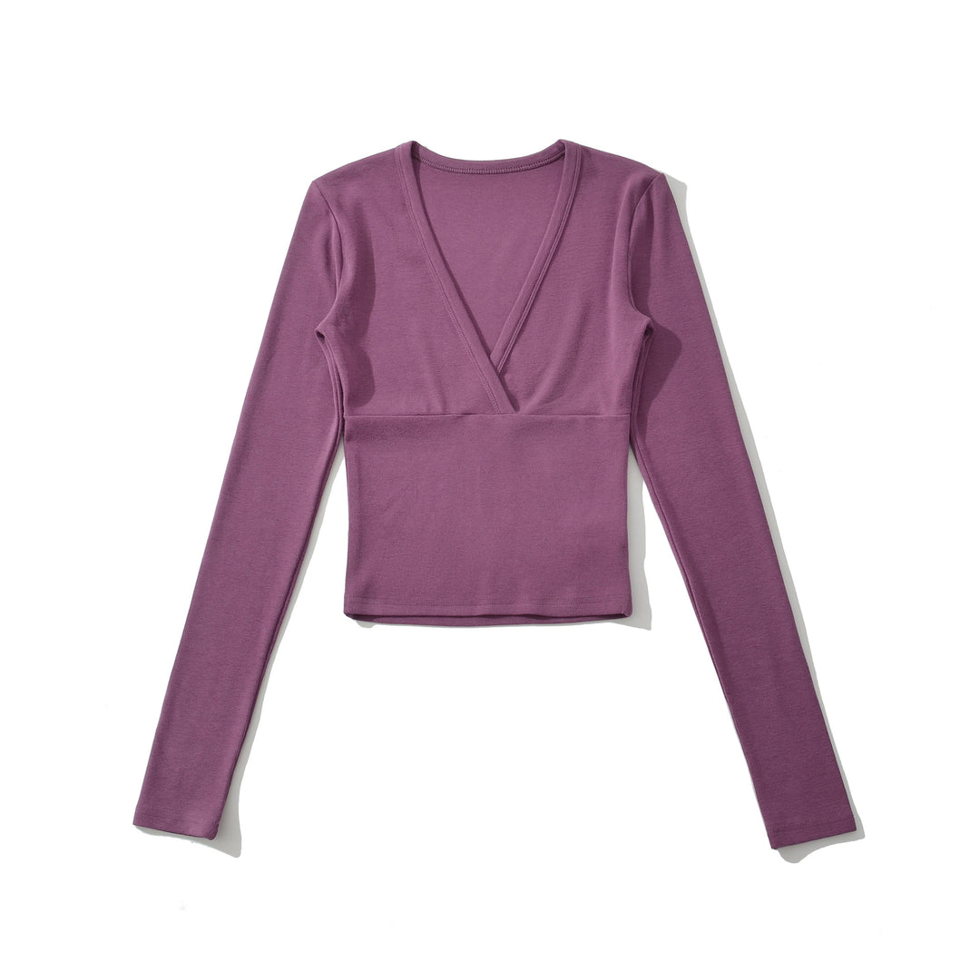 Women's wrap shirt with V-neck and fitted dividing seam Amarae