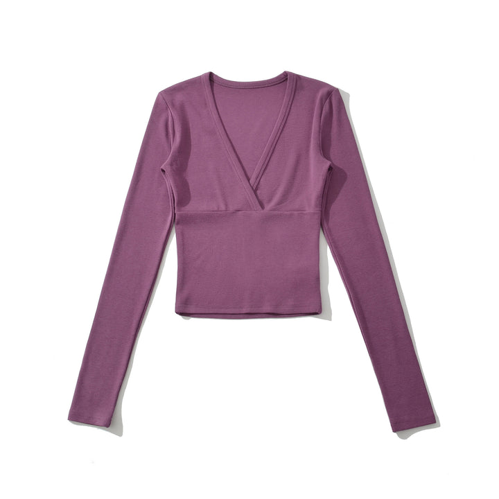 Women's wrap shirt with V-neck and fitted dividing seam Amarae