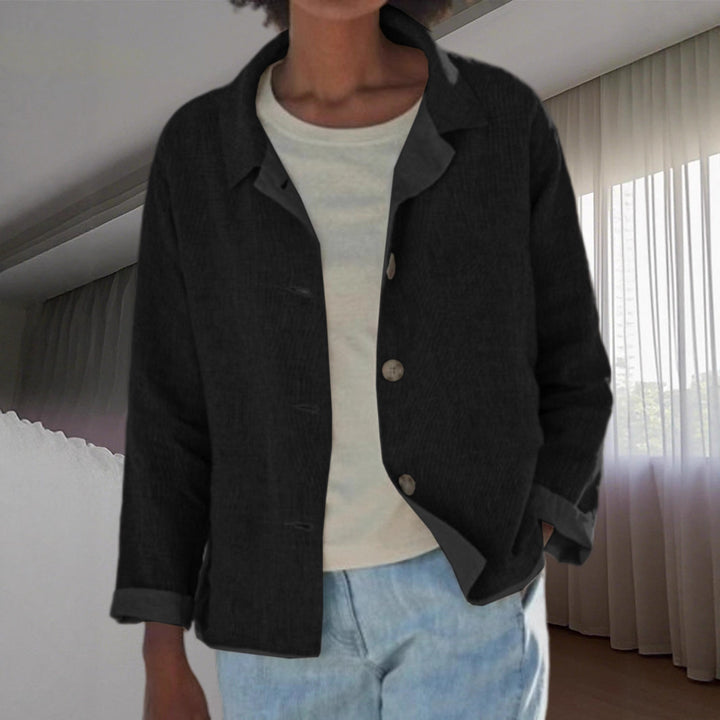Ladies lightweight and casual cotton jacket with buttoned details Lune London