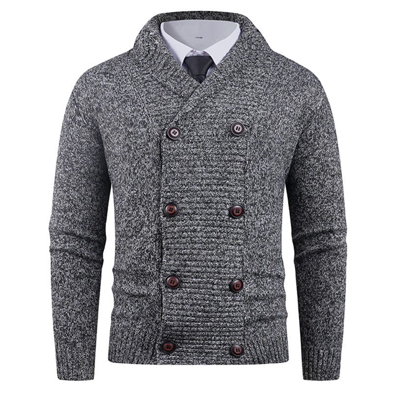 Men's knit jacket with modern shawl collar and practical button details Lune London
