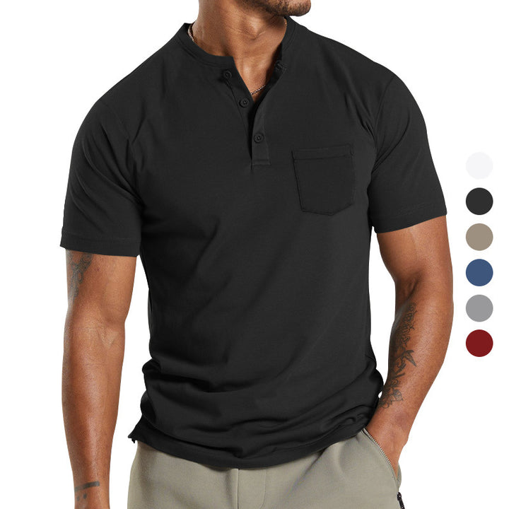 Men's Short Sleeve Henley T-Shirt with Practical Button Detail Lune London