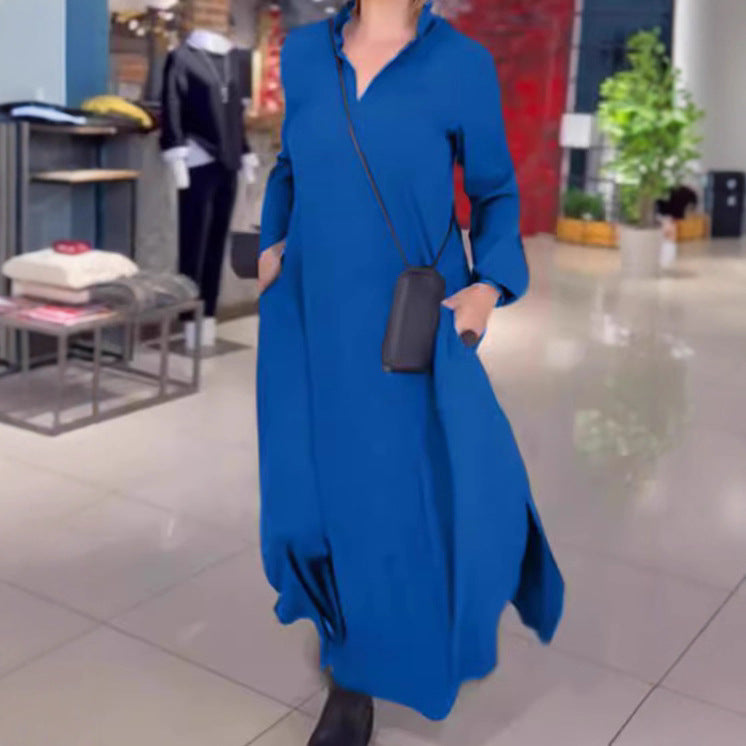 Kaftan dress for women with practical pockets and elegant collar Lune London
