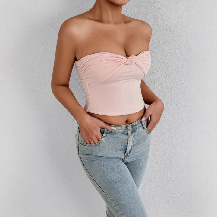 Women's Bandeau Crop Top with Knot Design Lune London