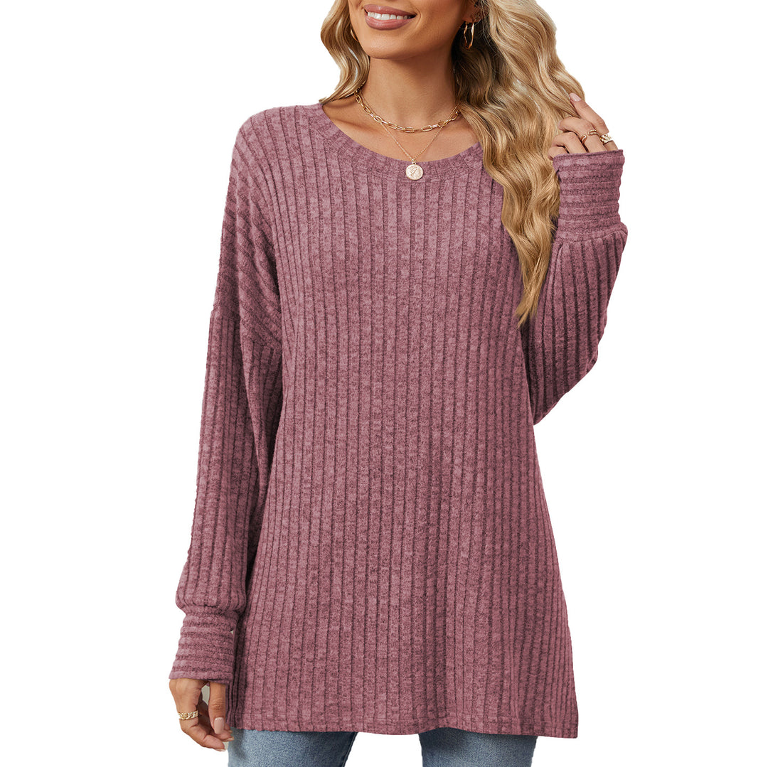 Ladies striped sweatshirt with a relaxed fit and fine ribbed texture Lune London