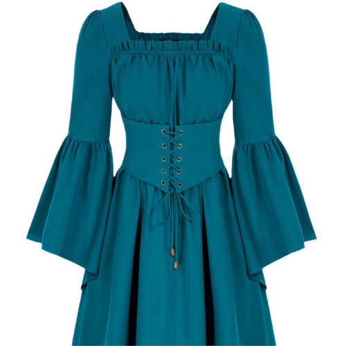 Medieval dress for women with flowing sleeves and lacing detail Amarael