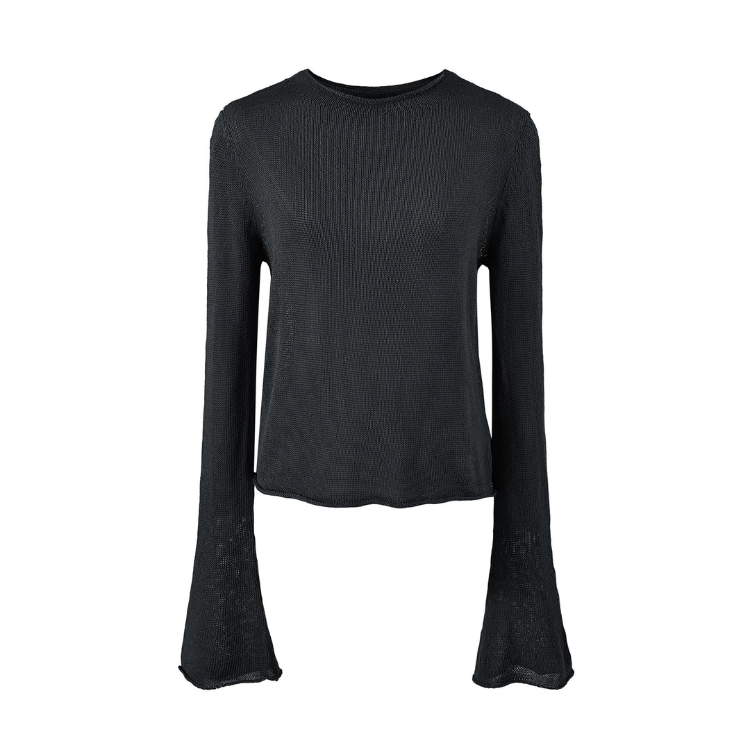 Women's Lightweight Fine Knit Long Sleeve with Flared Trumpet Sleeves Amarae