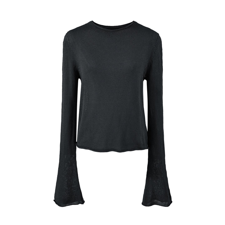 Women's Lightweight Fine Knit Long Sleeve with Flared Trumpet Sleeves Amarae