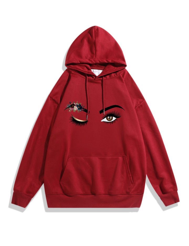 Ladies Hoodie with Creative Eye Motif Chic & Stil