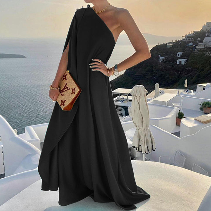 Asymmetrical draped evening dress for women Lune London