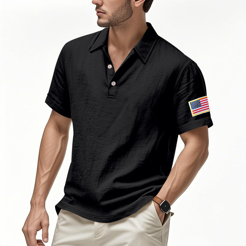 Men's sporty polo with American flag pattern and moisture-wicking technology Lune London